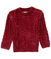 Jessica Simpson Big Girls Long Sleeve Cabled Chenille Sweater