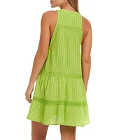 Jessica Simpson Boho Jacquard Crew Neck Swim Cover-Up Dress