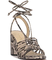 Jessica Simpson Cahna Snake Print Ankle Wrap Strappy Sandals