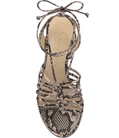 Jessica Simpson Cahna Snake Print Ankle Wrap Strappy Sandals