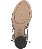 Jessica Simpson Cahna Snake Print Ankle Wrap Strappy Sandals