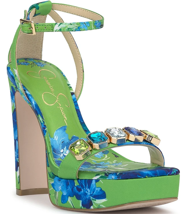 Jessica Simpson Callirah Floral Print Jewel Embellished Platform Dress  Sandals | Liberty Center