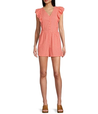 Jessica Simpson Camille Printed Ruffled Romper