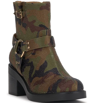 Jessica Simpson Ceridwen Camo Printed Rhinestone Moto Booties