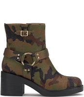 Jessica Simpson Ceridwen Camo Printed Rhinestone Moto Booties