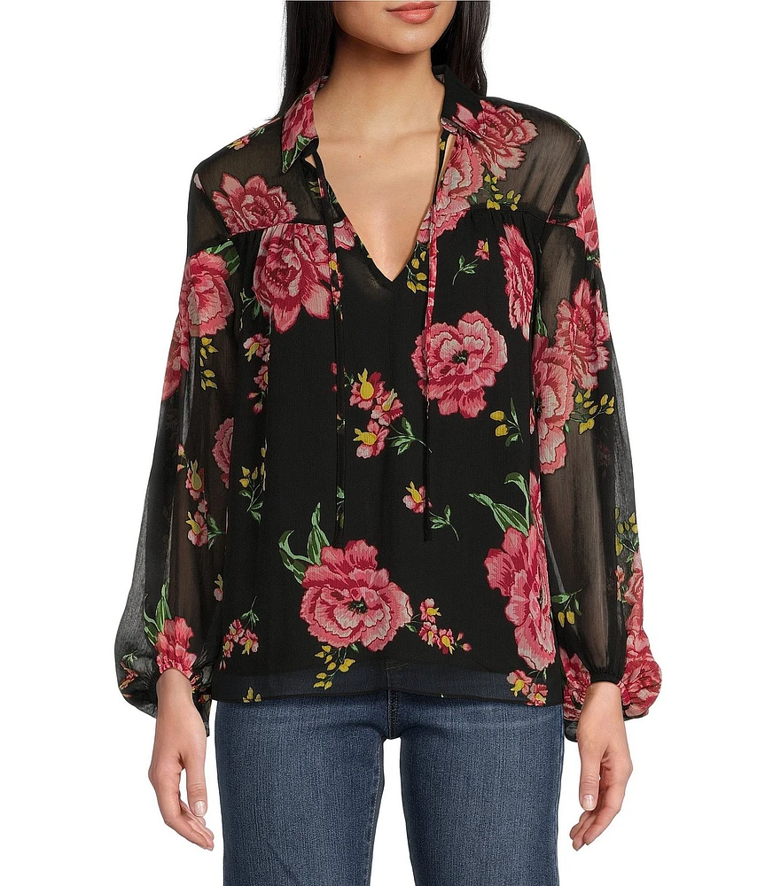 Jessica Simpson Doris Floral Long Sleeve Blouse