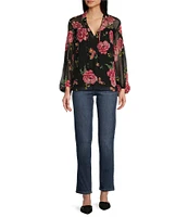 Jessica Simpson Doris Floral Long Sleeve Blouse