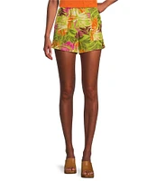 Jessica Simpson Eliana High Rise Printed Linen Blend Shorts