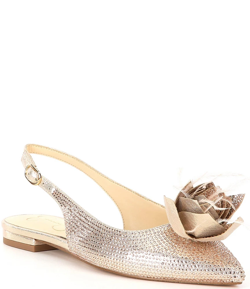 Jessica Simpson Evito2 Flower Rhinestone Slingback Flats