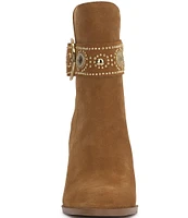 Jessica Simpson Finova Suede Western Buckle Booties