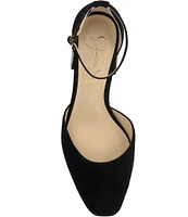 Jessica Simpson Fulian Suede Ankle Strap Pearl Heel Dress Pumps