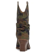 Jessica Simpson Gemorra Camo Rhinestone Slouchy Foldover Western Boots