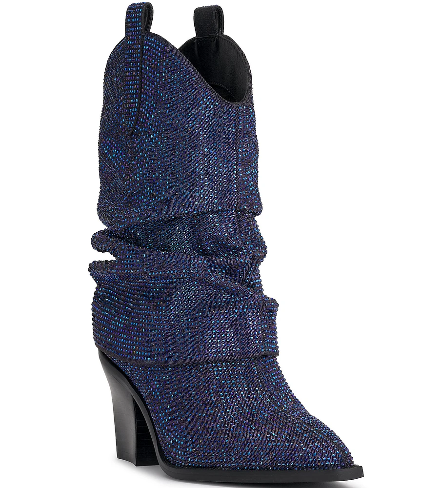 Jessica Simpson Gemorra Denim Rhinestone Western Boots