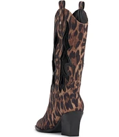 Jessica Simpson Ginika Leopard Rhinestone Cut-Out Western Boots