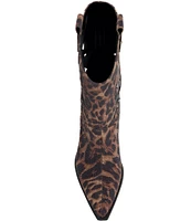 Jessica Simpson Ginika Leopard Rhinestone Cut-Out Western Boots