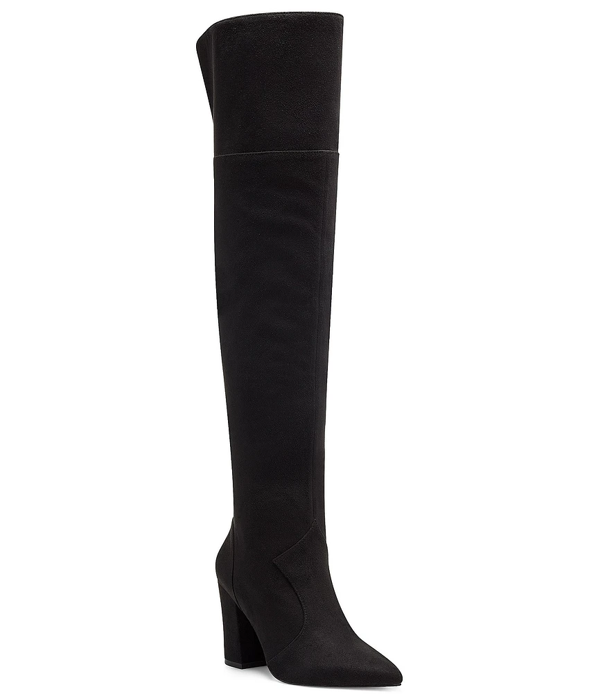 Jessica Simpson Habella Wide Calf Faux Suede Pointed Toe Over-the-Knee Boots