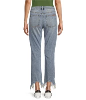 Jessica Simpson Harmony High Rise Destructed Frayed Hem Straight Leg Jeans