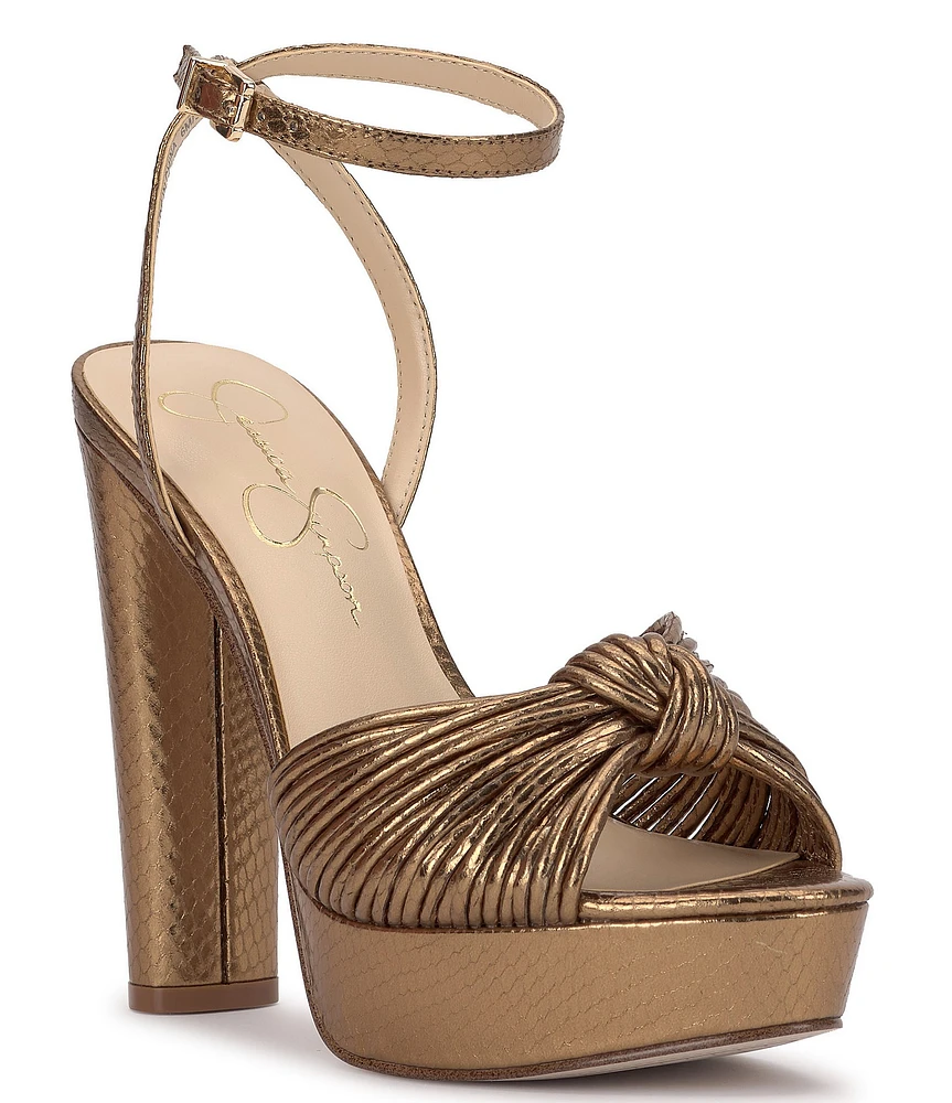 Jessica Simpson Immie Ankle Strap Embossed Platform Dress Sandals