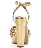 Jessica Simpson Immie Ankle Strap Embossed Platform Dress Sandals