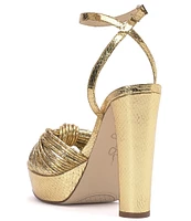 Jessica Simpson Immie Ankle Strap Embossed Platform Dress Sandals