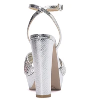 Jessica Simpson Immie Ankle Strap Embossed Platform Dress Sandals