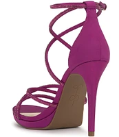 Jessica Simpson Jaeya Satin Rhinestone Ankle Strap Strappy Dress Sandals