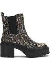 Jessica Simpson Jymmie Tweed Plaid Embellished Booties