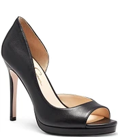 Jessica Simpson Kimli Leather Peep Toe D'Orsay Platform Pumps