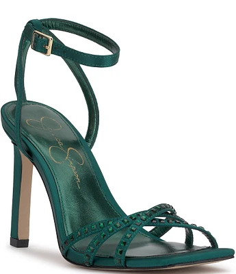 Jessica Simpson Leonah Satin Embellished Strappy Dress Sandals