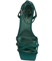 Jessica Simpson Leonah Satin Embellished Strappy Dress Sandals