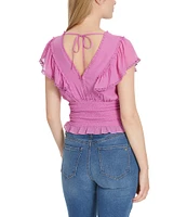 Jessica Simpson Lilianna Smocked Tie Back Crop Top