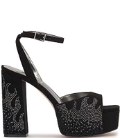 Jessica Simpson Lirio Faux Suede Rhinestone Flame Platform Sandals