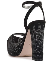 Jessica Simpson Lirio Faux Suede Rhinestone Flame Platform Sandals