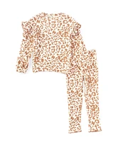 Jessica Simpson Little Girls 2T-6X Long Sleeve Animal-Printed Hacci Knit Top & Matching Pant Set