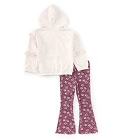 Jessica Simpson Little Girls 2T-6X Ruffle Sleeve Hoodie & Printed Ruffle-Hem Pant Set