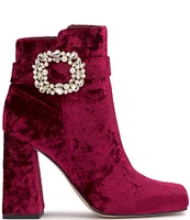 Jessica Simpson Luminna Velvet Embellished Buckle Booties