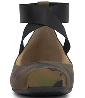 Jessica Simpson Mandalaye Camo Criss Cross Strap Square Toe Flats