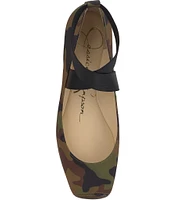 Jessica Simpson Mandalaye Camo Criss Cross Strap Square Toe Flats