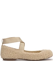 Jessica Simpson Mandalaye Shearling Criss Cross Strap Square Toe Flats