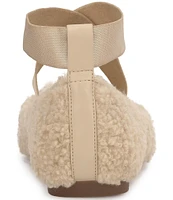 Jessica Simpson Mandalaye Shearling Criss Cross Strap Square Toe Flats