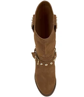 Jessica Simpson Milley Suede Studded Moto Boots