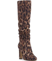 Jessica Simpson Minerva Leopard Knee High Suede Slouch Boots