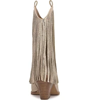 Jessica Simpson Paredisa Metallic Rhinestone Fringe Western Booties