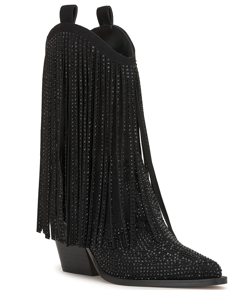 Jessica Simpson Paredisa Rhinestone Fringe Western Cowboy Booties