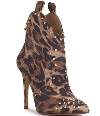 Jessica Simpson Pixillez Leopard Print Stiletto Studded Booties