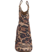 Jessica Simpson Pixillez Leopard Print Stiletto Studded Booties