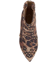 Jessica Simpson Pixillez Leopard Print Stiletto Studded Booties