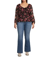 Jessica Simpson Plus Aki Long Sleeve Ruffled Woven Top