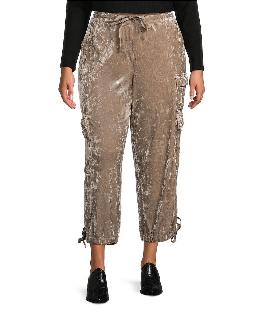 Jessica Simpson Plus High Rise Velvet Cargo Pants