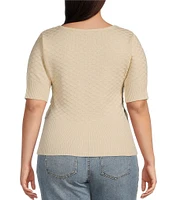 Jessica Simpson Plus Imani Short Sleeve Pointelle Top